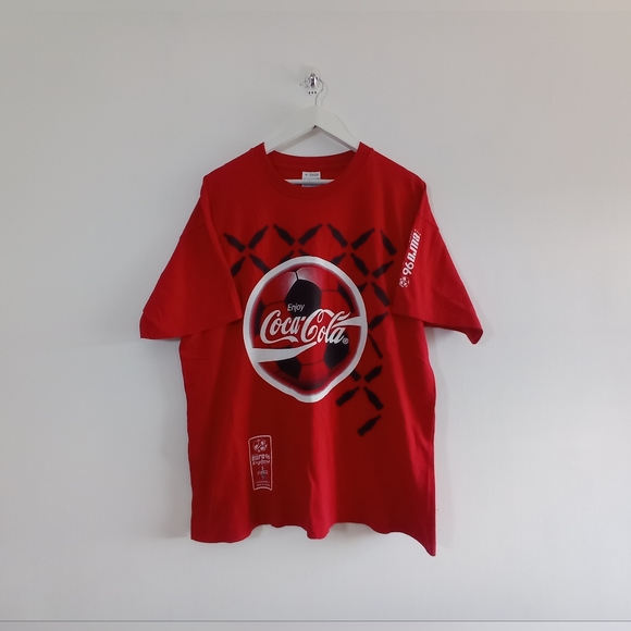 Vintage Euro 96 Coca Cola Single Stitch T Shirt - Size XL - Picture 2 of 5